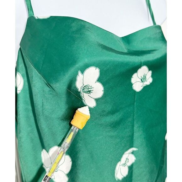 Princess Polly Women's Floral Satin Slip Mini Dress Green Size 6 - Picture 5 of 15